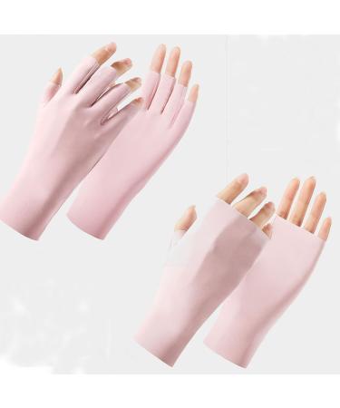 Anti UV Gloves for Nail Lamp Light Manicure Gloves UV Protection Gloves Fingerless UV Light Gloves for Gel Nail Lamp Hand (Cherry Pink)