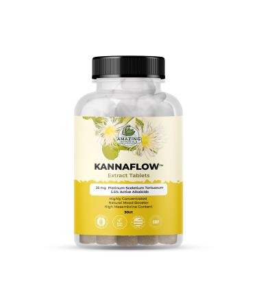 Amazing Botanicals Platinum Kannaflow Sceletium Tortuosum Kanna Extract Tablets - 25mg | High Mesembrine Content | 5.5% Active Alkaloids | 30 Count 30 Count (Pack of 1)