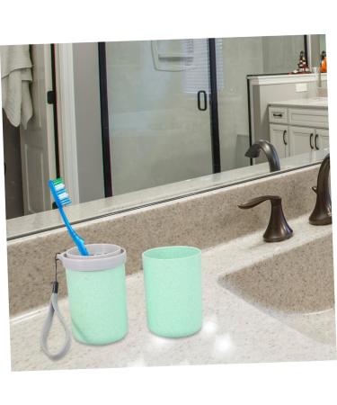 FRCOLOR Green Toothbrush Holder & Toothpaste Storage Cup Medium Travel Tumbler Organizer - Buy Online on GoSupps.com