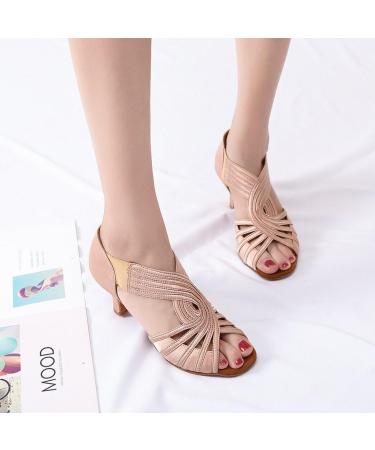 Women's Latin Salsa Dance Shoes 2.5'' Heels YT02 9.5 Nude - Perfect for Ballroom Practice - Buy Online on GoSupps.com