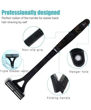 Humdcdy Back Shavers for Men Back Hair Removal and Body Shaver Waterproof Personal Trimmer with Ergonomic Handle for Sensitive Skin and Hair Trimming Black - Buy Online on GoSupps.com