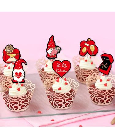 Cupcake Toppers 10pcs Glitter Red Happy Holiday Day Red Day Cupcake Decorations Cake Decoration Cake Topper Rose Diamond Heart for Valentine's Day Birthday - Buy Online on GoSupps.com
