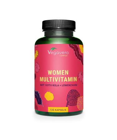 Vegavero Women's Multivitamins | VEGAN | Vitamins & Minerals for Women | Premium Brand Raw Materials | With Gotu Kola & Dandelion | Vitamins A-Z | No Additives | 120 Capsules
