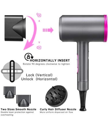 1800W Professional Ionic Hair Dryer with Diffuser - Fast Blow Dryer, AC Motor, Hot/Cold Wind, Constant Temperature, Gray - Buy Online on GoSupps.com