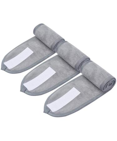 Queta Adjustable Hair Band for Makeup - Terry Cloth Cosmetic Headband Set (3pcs) - Gray - Hair Protection with Velcro Fastener - Buy Online on GoSupps.com