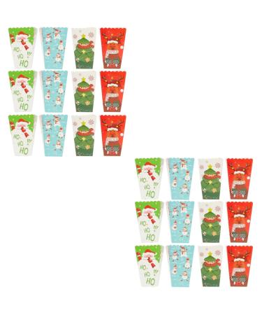 ULTECHNOVO 24 Pcs Christmas Popcorn Box Popcorn Treat Boxes Christmas Goodie Bags Christmas Popcorn Bags Christmas Candy Favor Boxes Holiday Present Boxes Snack Bag Paper Storage Box Dessert 1 count (Pack of 1) Colorfulx2pcs