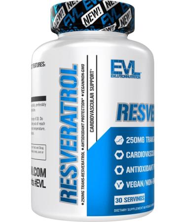 Evlution Anti Aging Trans Resveratrol Supplement Nutrition Super Antioxidant Supplement with 250mg Trans-Resveratrol from Resveratrol 500mg Japanese Knotweed Extract for Immune and Heart Health - Buy Online on GoSupps.com