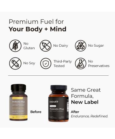ENDUR Prebiotic Plus with Actazin & PreticX Complex Helps You Feel Light Comfortable & Confident Every Day Gluten Free 60 Tablets - Buy Online on GoSupps.com