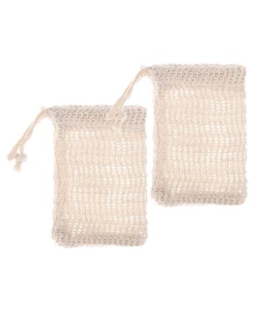 Soap Bags with Drawstring Soap Saver Pouch for Foaming and Drying Sisal Fiber Bath Exfoliating Mesh Soap Bags 2 Pcs
