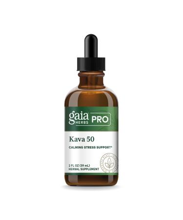 GAIA HERBS PRO Kava 50 - Calming Stress Support - Noble Kava Extract - 50 mg Kavalactones Per Serving - Herbal Supplement - 2 Fl Oz (59 Servings)
