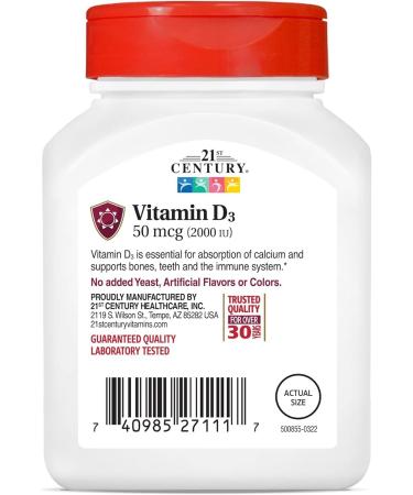 21st Century Vitamin D-2000 Tablets - 110 ct Pack of 3 - Buy Online on GoSupps.com