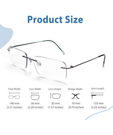 Rimless Photochromic Bifocal Reading Glasses | Blue Light Blocking | Lightweight Transition Sunglasses for Men & Women | Black | 1.5x - Buy Online on GoSupps.com