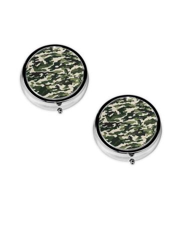 Cold Tree Camouflage Printed Mini Round Pill Box Pill Box 3 Compartment Medicine Pill Case Pill Organizer Travel Pillbox Portable Pill Box for Pocket Home Office Use
