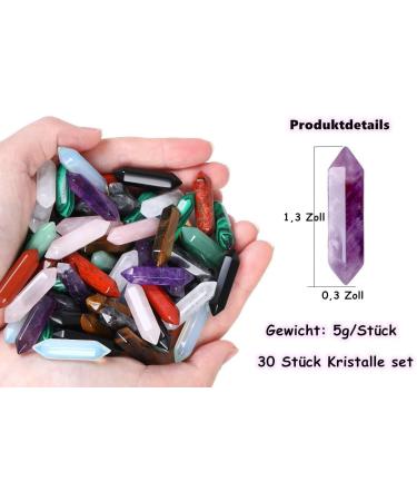 Xiannvxi 30pc Natural Healing Crystals & Gemstones Set - Chakra Magic Wand Reiki Points & Spiritual Gift - Buy Online on GoSupps.com