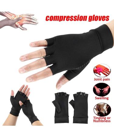 Copper Arthritis Gloves - Compression Gloves for Hands and Fingers Rehabilitation - Size Large (1 Pair), Black - Arthritis Relief for Women Men - Reduce Hand Pain, Swelling, Carpal Tunnel - Buy Online on GoSupps.com