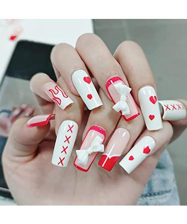 Vatocu Coffin Flame Artificial Nails - Pink Ballerina Acrylic Press-On Fingernails for Women & Girls (24 Pieces) - Buy Online on GoSupps.com