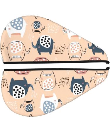 Cute Ink Drawn Elephants Microfiber Hair Towel | Super Absorbent Quick Dry Wrap for Women | Ideal for Long Curly & Thick Hair - Buy Online on GoSupps.com