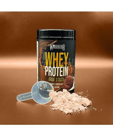 Warrior Whey Protein Powder 36g Protein Shake | Low Sugar & Carbs | GMP Certified | Double Chocolate 500g - Buy Online on GoSupps.com
