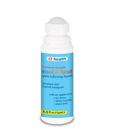 A+Health Cool & Heat Pain Relieving Liquid Menthol 16% Maximum Strength Roll On Made in USA 2.5 fl Ounces (CoolHeat)