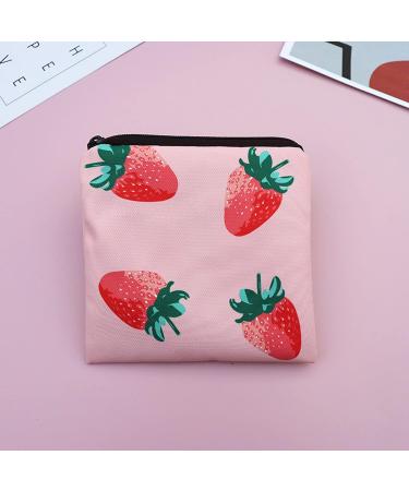 3-Pack Sanitary Napkin Storage Bags with Zipper - 5x5 inches | Cute Strawberry Design | Ideal for Girls, Women & Ladies - Buy Online on GoSupps.com