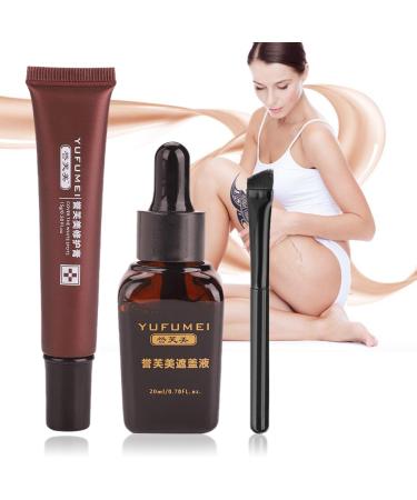 Vitiligo Cover Liquid Set, Tattoo Skin Concealer, Tattoo Makeup Cover Up Tattoo Concealer Cream, Vitiligo Cover, Scar Tattoo Concealer Vitiligo Cover Liquid Set Use on Body, For Legs