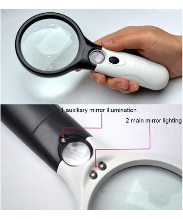 Magnifying Glass with 3 LED Lights 3X 45X Handheld Magnifier Senior Reading Super High Clarity Lightweight Good Times - Buy Online on GoSupps.com