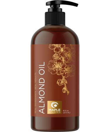 Cold Pressed Sweet Almond Oil - Pure Sweet Almond Oil for Skin Care and Moisturizing Body Oil for Men and Women - Carrier Oil for Essential Oils Mixing for Hair Skin and Nails DIY Beauty Products 16oz 16 Fl Oz (Pack of 1)