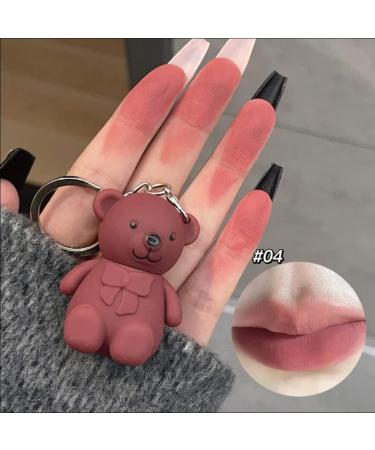 AZ.BNC Cute Bear Lipsticks Set - 6 Colors Matte Velvet Lipstick Key Chain | Waterproof Long Lasting Lip Gloss for Beauty Makeup - 6pcs (Red) - Buy Online on GoSupps.com