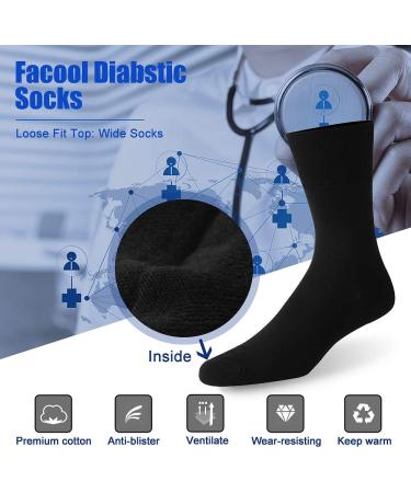 Facool Diabetic Socks X-Large Multicolor 6 Pairs - Non-Binding Cotton Crew Socks for Men and Women - Cushioned, Seamless Toe - Buy Online on GoSupps.com