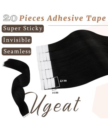 Ugeat Tape-In Extensions | Real Hair 55cm | Natural Black Invisible Seamless Remy Tapes - 20 Pieces 50g #1B - Buy Online on GoSupps.com