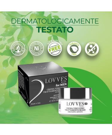 LOVVES Men's Anti-Wrinkle Face Cream Natural High Cosmetics Moisturizing Antioxidant Action Energizes the Skin and Increases its Firmness 50 ml Glass Jar Format - Buy Online on GoSupps.com