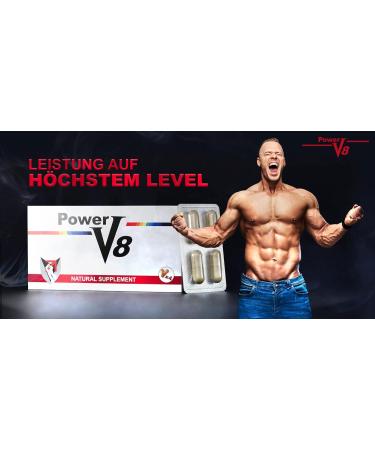 Power V8 x 4 Capsules - Energy Boost for Active Men | Extra Strong with Ginseng & Ginkgo | No Prescription Needed | Fast Shipping Internationally - Buy Online on GoSupps.com