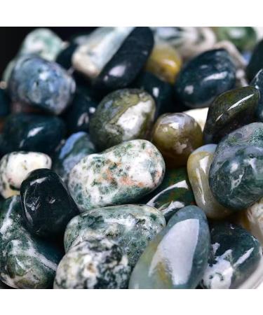 Moss Agate Healing Crystal Stones 1.25-2.0 Large - Natural Tumbled Polished Gemstones for Reiki, Energy, Witchcraft & Meditation - Buy Online on GoSupps.com