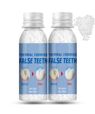 Temporary Tooth Filling Thermal Forming False Teeth DIY Tooth Moldable Fake Teeth Beads for Temporary Fixing Tooth Filler for Missing Broken Fake Chipped Teeth (2pcs)