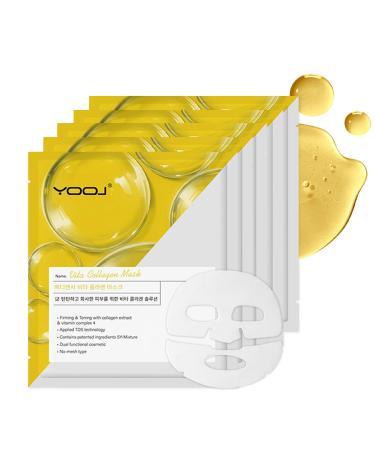 Vitamins Collagen Face Mask Deep Collagen Overnight Mask Korean Collagen Mask Firming and Hydration Bio-Collagen Real Deep Mask Enhanced Skin Elasticity Hydrating Korean Skin Care 5-Pack