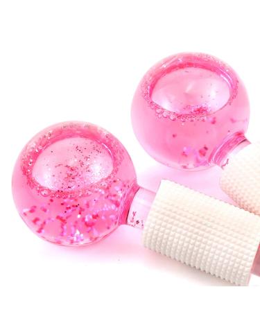 Poleview Pink Glitter Ice Globes for Facials - Cooling Face Roller for Skincare, Anti-Ageing, and Circulation Enhancement - Buy Online on GoSupps.com