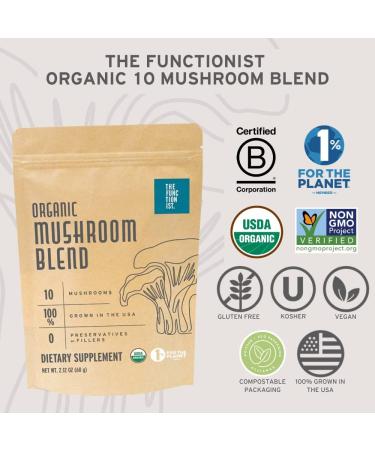 Organic Mushroom Blend - 10 Mix Superfood Supplement for Energy & Immune Health 2.12oz - Buy Online on GoSupps.com