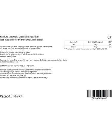  CHILDLIFE ChildLife Essentials Liquid Zinc Plus 118 ml 2 mg of zinc per dose unflavored gluten-free soy-free non-GMO - Buy Online on GoSupps.com