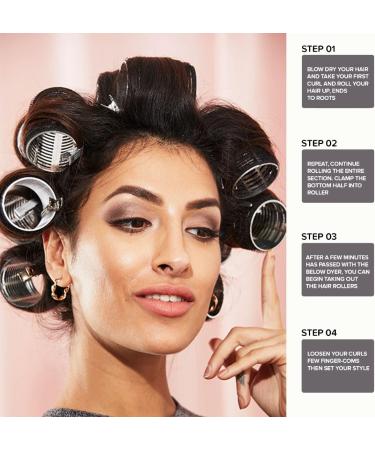 Mabufun Jumbo Hair Rollers Set Hair Rollers Self Grip Curlers For Long Hair No Heat Curlers Heatless Hair Rollers With Clips & Comb 24 Packs (Black 24Pcs) - Buy Online on GoSupps.com