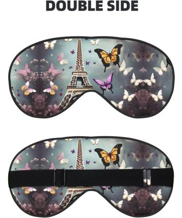 Romantic Paris Butterfly Eiffel Print Unisex Sleep Mask - Double-Sided Eye Mask for Sound Sleep & Skin Care - Ideal Travel Accessory - Buy Online on GoSupps.com