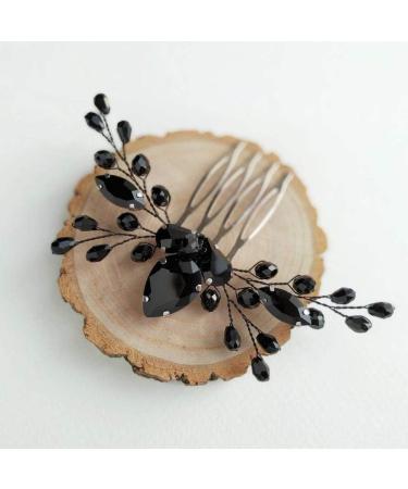 Anglacesmade Bridal Black Crystal Hair Comb Marquise Back Comb Wedding Headpiece Prom Party Festival Hair Accessories for Women and Girls - Buy Online on GoSupps.com