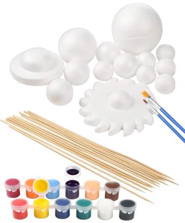 Pllieay Solar System Model Kit- 14 Foam Spheres, 12 Bamboo Sticks, 12 Pigments, 2 Brushes- School Science Projects - Buy Online on GoSupps.com