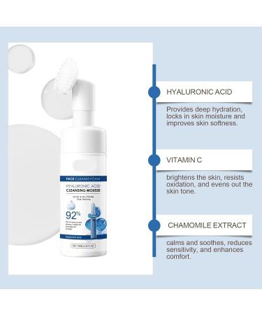 Hyaluronic Acid Cleansing Foam - Gentle Facial Cleanser For Hydration Nourishment & Anti-Wrinkle - Deep Cleanse Remove Dirt & Oil Prevent Pores Clogging(2PCS) - Buy Online on GoSupps.com