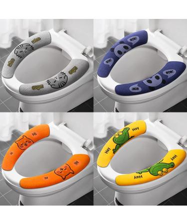 4 Pairs Toilet Seat Cover Cushion Toilet Seat Cover Warm Toilet Seat Cover Pads Warm Toilet Seat Covers Toilet Seat Mat Cartoon Style