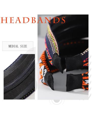 Sinalty Boho Wide Headbands - Embroidered Ethnic Turban Hairbands for Women (Vintage) - Pack of 2 - Buy Online on GoSupps.com