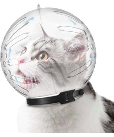 Adjustable Transparent Cat Muzzle & Space Helmet | Anti-Bite & Anti-Lick Protection with 46 Breathable Holes - Perfect for Cat Grooming & Care - Buy Online on GoSupps.com