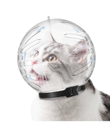 Cat muzzle-transparent cat helmet cat space hood anti-bite anti-licks adjustable cat bite protection with 46 breathable holes astronauten helmet for the beauty care of cats transparent