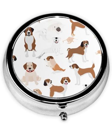 Beagle Dog Round Pill Box | 3 Compartment Portable Travel Organizer for Vitamins & Medicine - Buy Online on GoSupps.com
