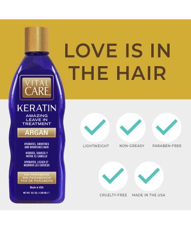 Vital Care Keratin Leave-In Treatment - Hydrating Argan Complex for Daily Use Non-Stripping Hair Repair with Abyssinian Avocado & Sunflower Seed Oil - Buy Online on GoSupps.com