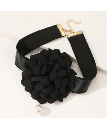 OralGos Camellia Necklace - Floral Choker & Rose Flower Jewelry for Women & Girls | Elegant Black Fabric Accessory - Buy Online on GoSupps.com